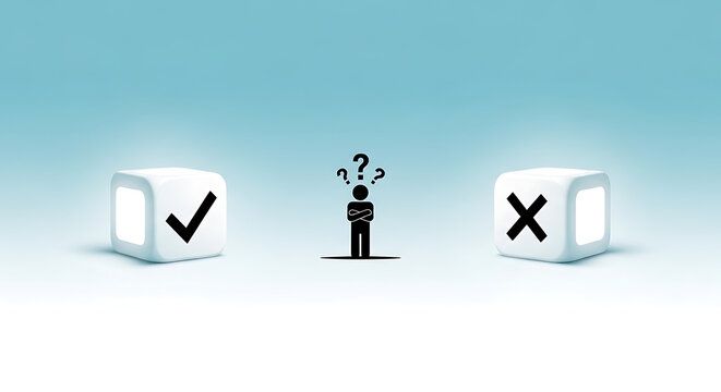 person confused between right and wrong choice