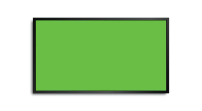 Realistic tv LED and LCD screen mockup with green screen background, modern television panel display vector illustration