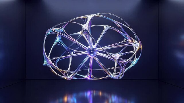 Abstract glowing neural network structure pulsating with light, representing artificial intelligence, deep learning, brain function and biological synaptic connections, 4k