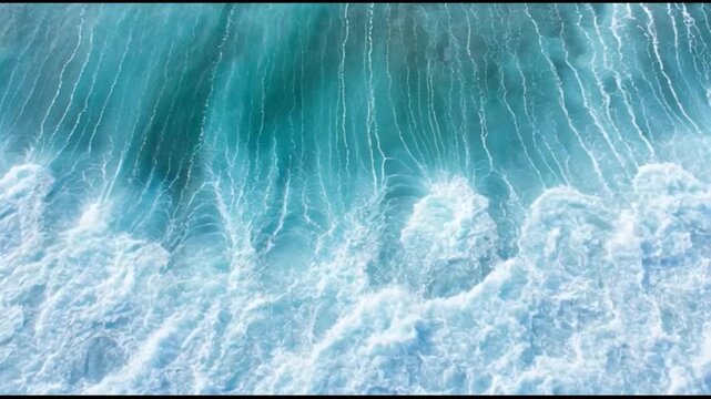 Captivating Aerial View of Surreal Ocean and Coastline: Tranquil Blue Waters and Aquatic Patterns in Pacific Seascape