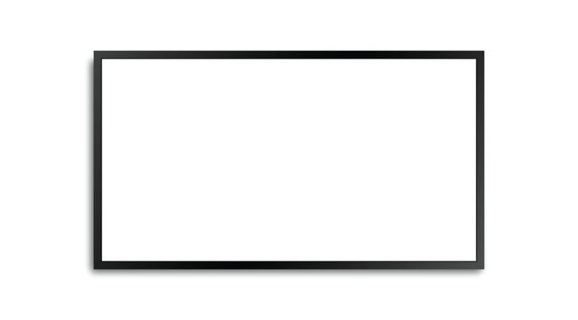 Modern LCD wall panel LED tv screen PNG isolated on transparent background, realistic blank television template vector illustration