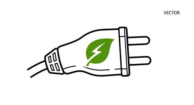 Electric Plug with Green Leaf.