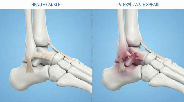 Medical Comparison of a Healthy Ankle and a Lateral Ankle Sprain