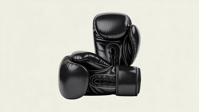 Black boxing gloves isolated on clean background representing sport training and fitness concept