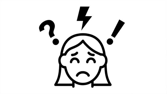 Sad Girl Face Icon Animation Expressing Distress and Confusion