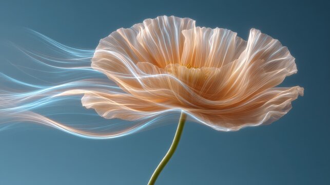 Long exposure of Iceland poppy in soft peach and cream tones
