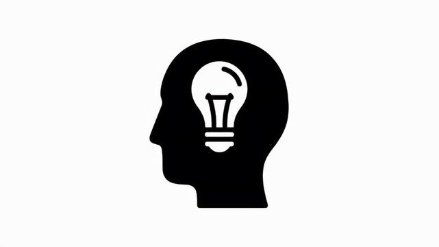 Silhouette Head With Light Bulb Inside Representing Idea
