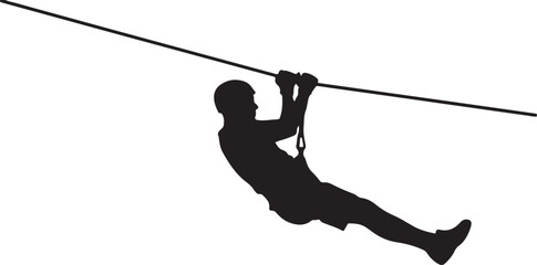 Silhouette of a person on a zip line isolated on white background © Picture Paradise