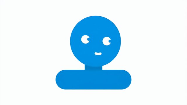 Simple Blue Avatar Icon Motion Graphic Loop With Smiling Face