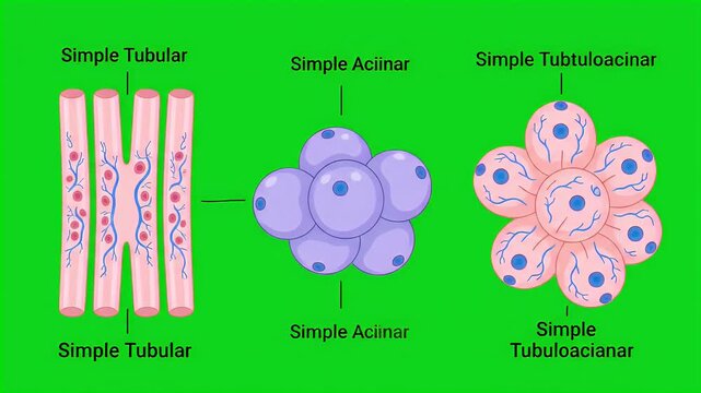 Simple Tubular Glandular Epithelium Animation Medical Science Green Screen