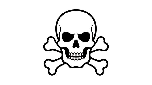 Skull And Crossbones Pirate Flag Simple Line Icon Vector