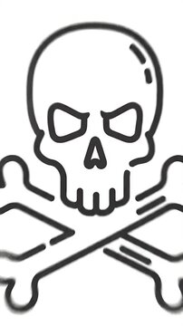 Skull and Crossbones Simple Outline Animation Danger Symbol