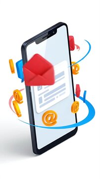 Smartphone Email Communication Animation and Messaging App Technology