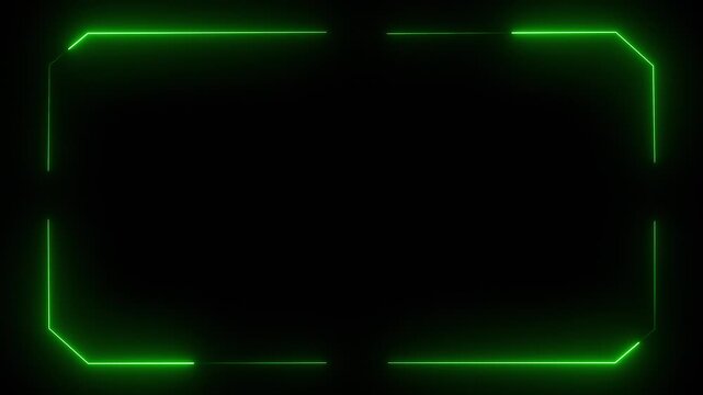 neon video frame with glowing green border for text or content insertion