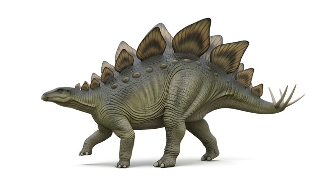 stegosaurus dinosaur walking, prehistoric animal from the Jurassic period, armored herbivore