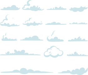 Fototapeta premium Various light blue cloud silhouettes clouds cloud shapes