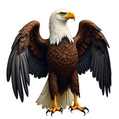 Obraz premium Majestic Bald Eagle with Outstretched Wings, Symbol of Freedom and Strength in Nature on transparent background