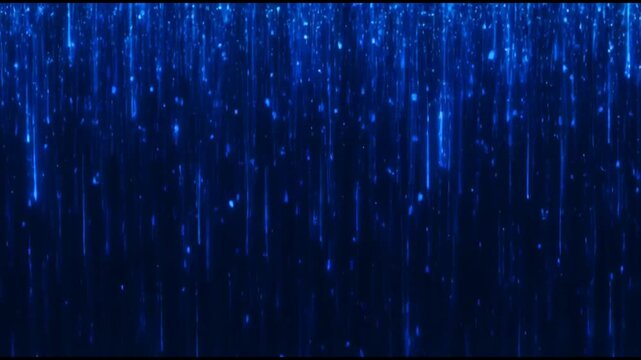 A dark blue abstract background with streaks of light and scattered white specks resembling a starry night sky or digital rain effect