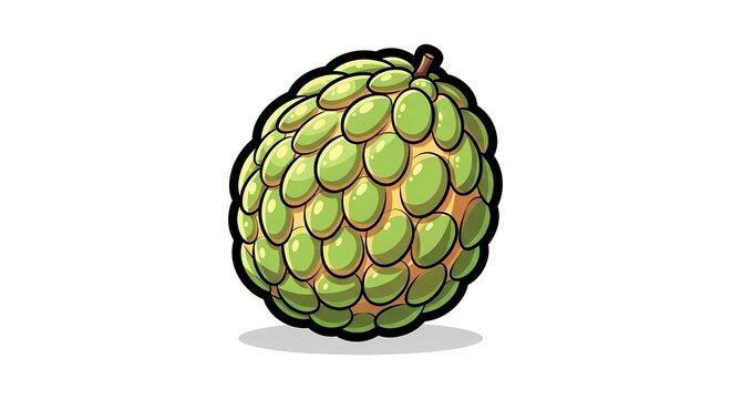 Custard Fruit Annona Squamosa Green Tropical Fruit Isolated on White Stock Illustration
