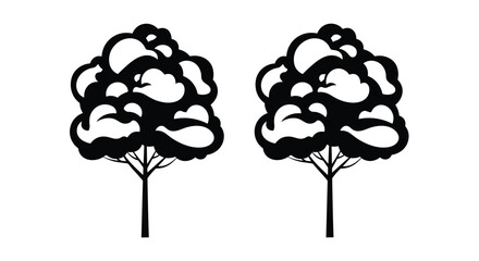 Two Deciduous Tree Silhouettes with Lush Leafy Canopies for Nature Conservation Environmental Projects Park Landscapes and Outdoor Summer Greenery Designs © tajwar
