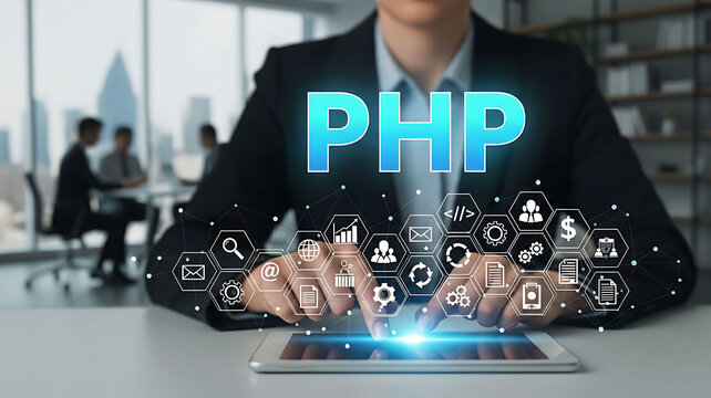Professional PHP Web Developer Using Digital Tablet for Backend Software Programming