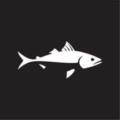Obraz premium Tuna fish vector illustration: white silhouette on black background eps