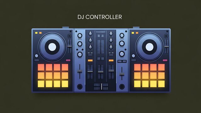 A professional DJ operates a high-tech music controller console in a dark studio environment.