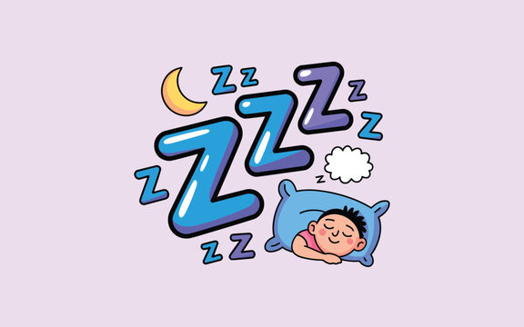 A cartoon baby sleeps peacefully with z's floating around their head
