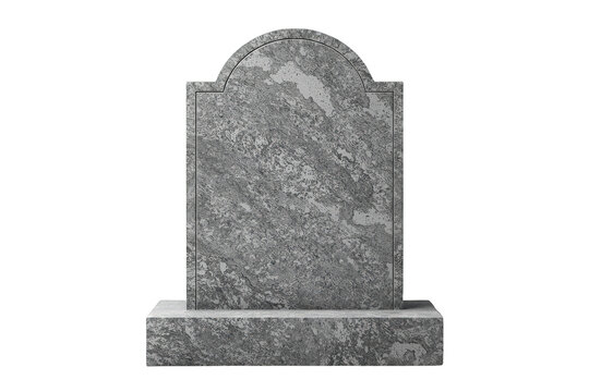 Gravestone memorial, blank tombstone marker, empty headstone template on transparent background