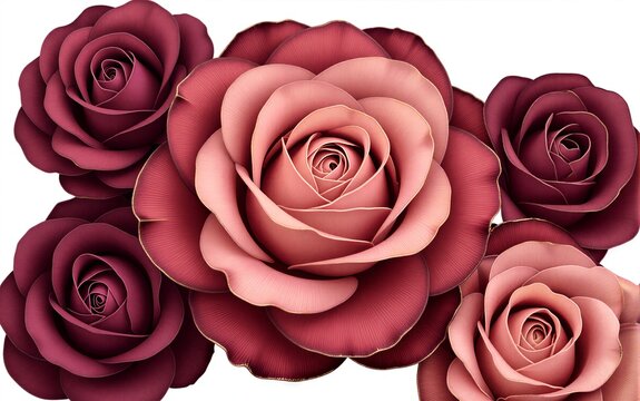 Elegant roses in soft pinks and deep purples golden leaves against