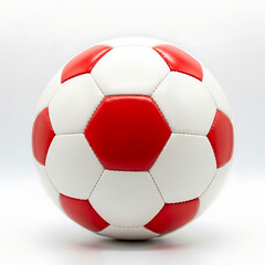 Fototapeta premium Red and white soccer ball on a white background sport 1