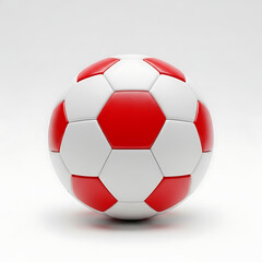 Fototapeta premium Red and white soccer ball on a white background sport