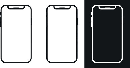 Smartphone outlines in black and white for design and mockup purposes © MSTPIARA