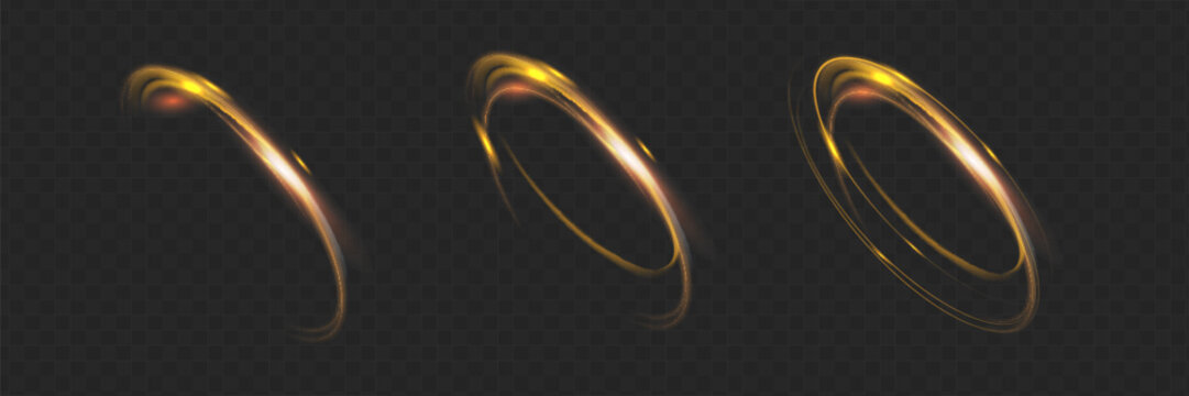 Curve golden line light effect. Smooth holiday light line with lighting effects. Light cool whirlwind. curve light effect