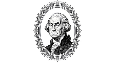 George Washington Portrait Illustration Oval Frame © Apel