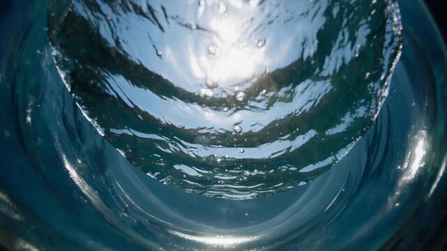 水底から見上げる波紋と光の揺らめき動画
