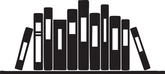 Set of 13 book icons vector, black bookshelf © sonali