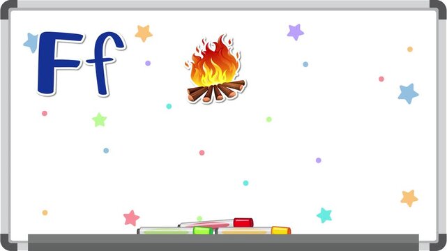 Educational Alphabet Animation for the Letter F on a Whiteboard