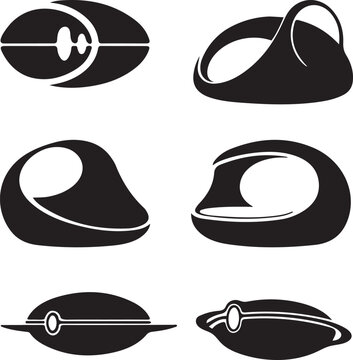 Diverse collection of dynamic vector silhouettes showcasing abstract solid black designs with modern organic forms, clean and stylized art graphics