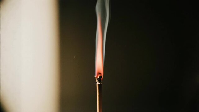 フィルムノイズが混じるレトロな線香の手ブレ映像