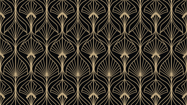 Elegant Art Deco Golden Pattern Seamless Design Background.