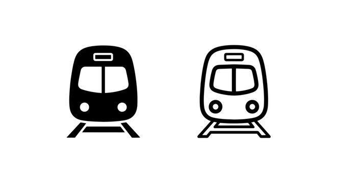 Modern train front view icon - simple black and white vector graphic