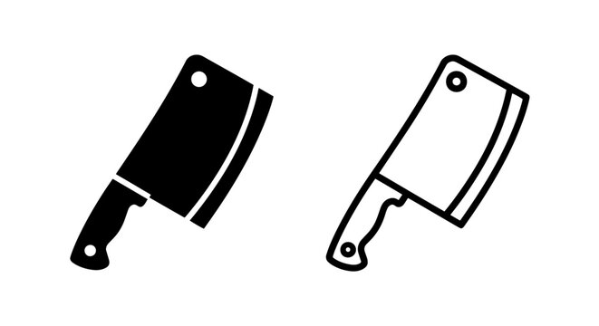 Meat cleaver icon set black and white simple design