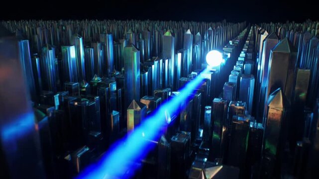 結晶の隙間を猛スピードで駆け抜ける光の軌跡を追う