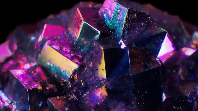 階段状のビスマス結晶へ深く入り込む超接写マクロ動画