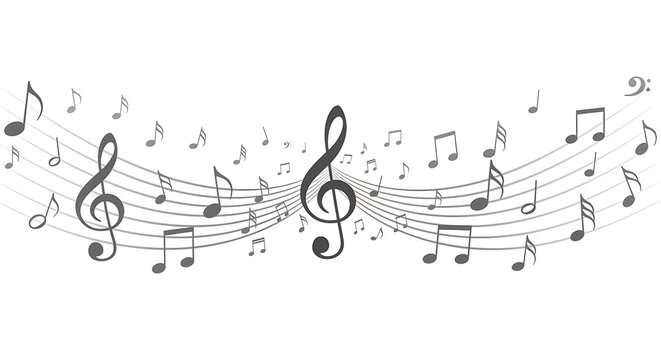 Professional musical score graphics for event and web design 2026