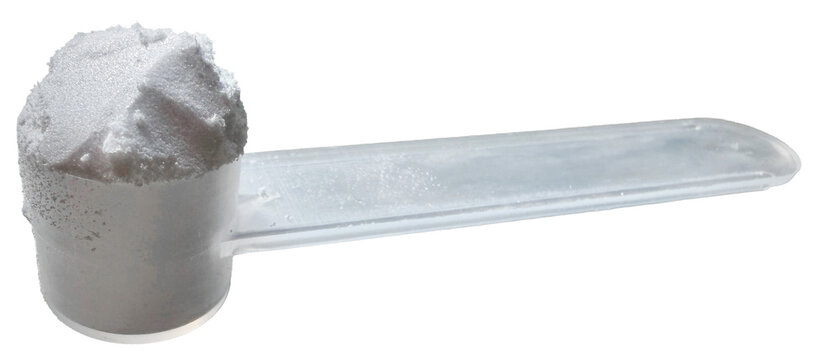 Creatine Powder in Plastic Scoop &ndash; 1g Dose Isolated on Transparent Background