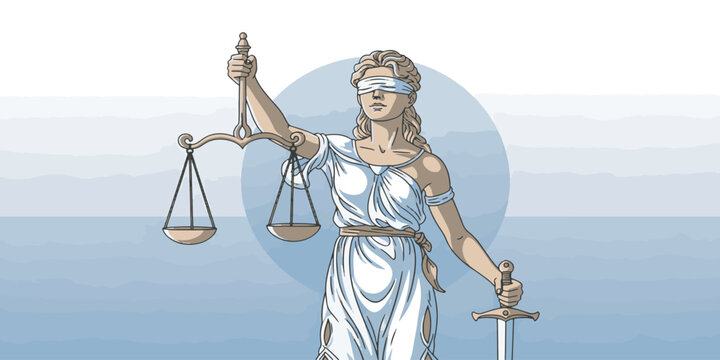 Justitia goddess of justice statue symbol.