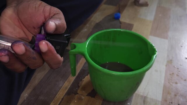 Technician Cleaning Inkjet Printer Head Close Up, Printer Repair and Maintenance Process.