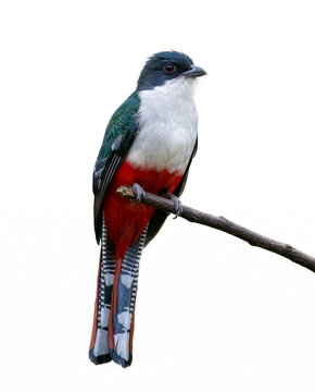 Cuban trogon bird perched on a branch